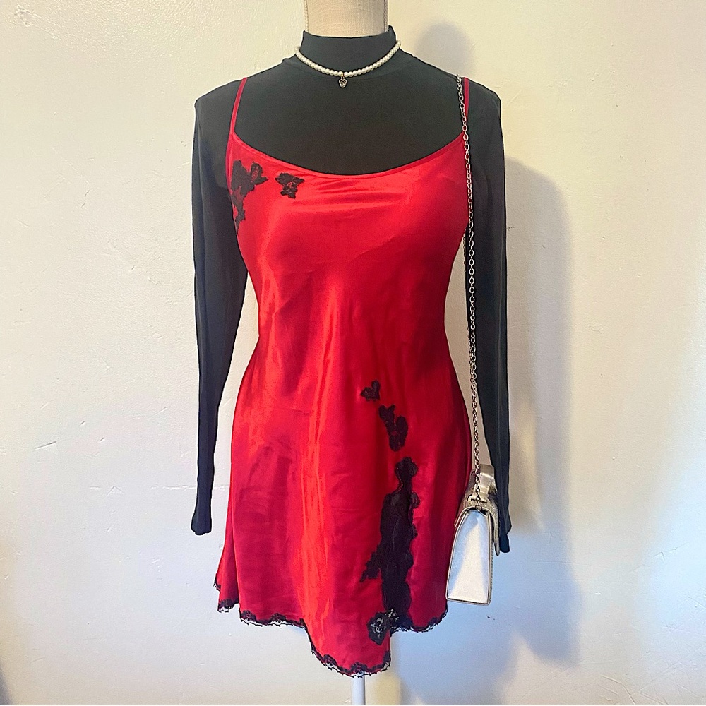 Victoria Secret Red Satin Slip